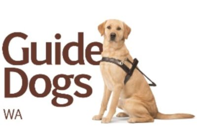 Guide Dogs WA logo with a labrador sitting next to it.