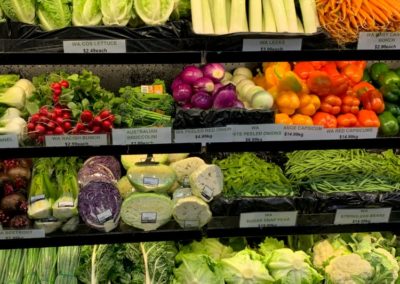 Shelves of fresh vegetables
